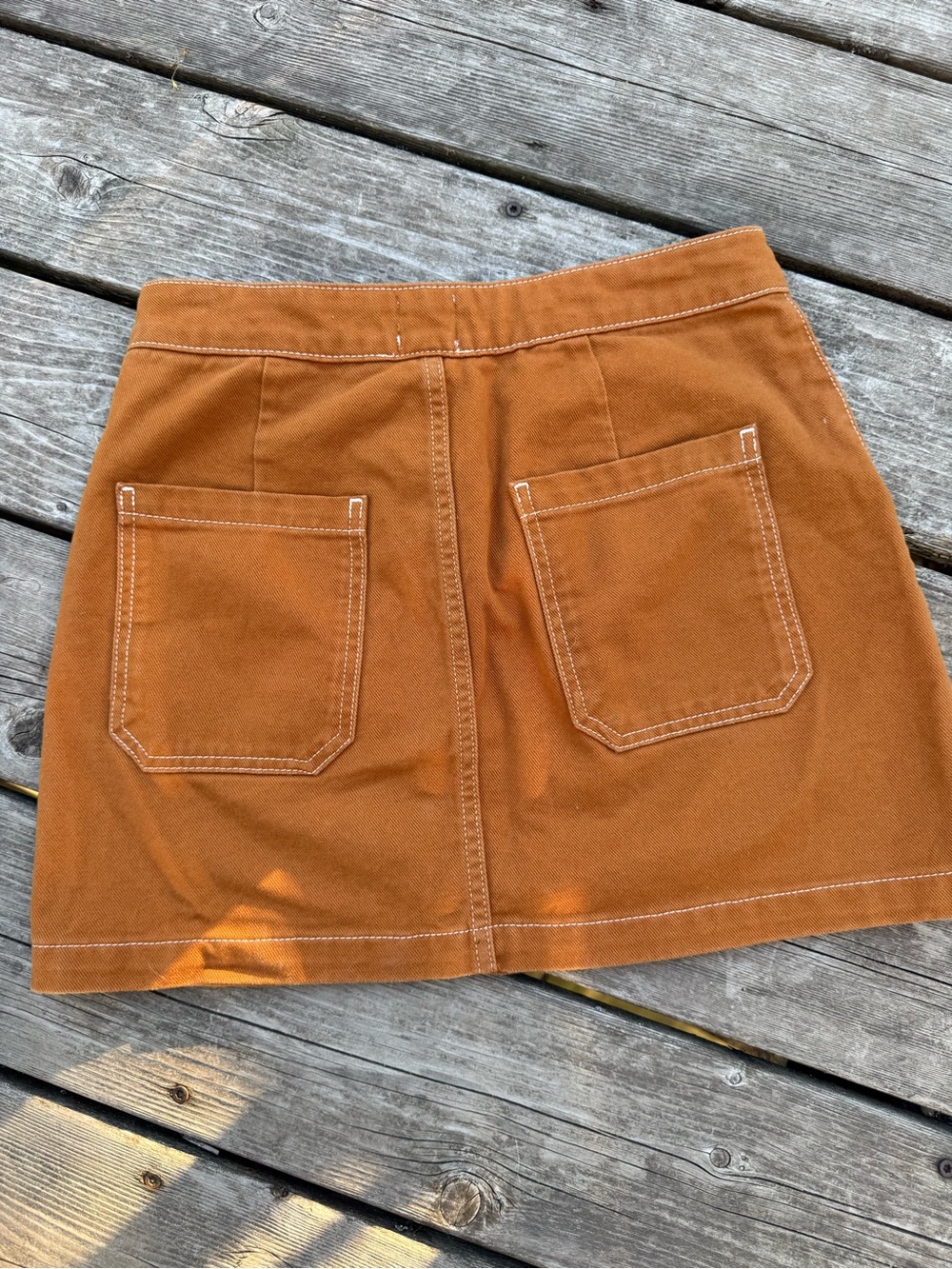 BDG Rust Orange Skirt with Contrast Topstitching - Picture 7 of 7
